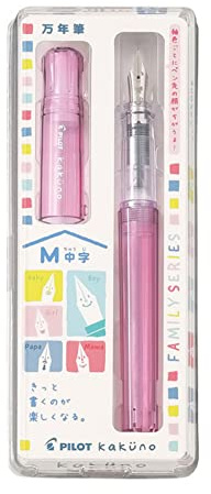 Pilot Fountain Pen Kakuno Family Series Kakuno Girl Clear Pink Medium Point FKA-1SR-KGP-M With Kanji LOVE Sticker, 5.15 x 0.59 x 0.78 in