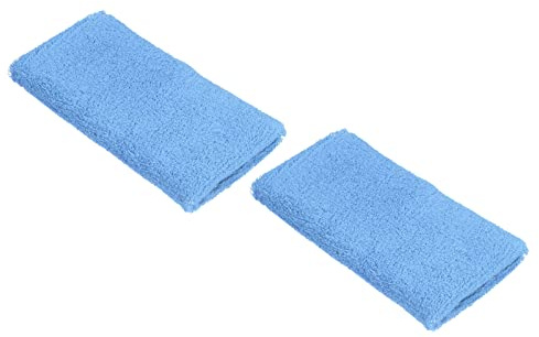 PATIKIL Sportarmband 8 x 15 cm, 2-pack bomullsfrottéduk absorberande svettband för tennis basket träning atletisk löpning, blå