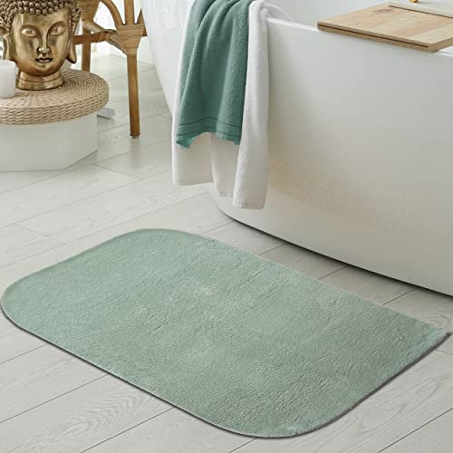 Waschbarer Designer Badezimmer Teppich – abgerundete Ecken – grün, 60x100 cm