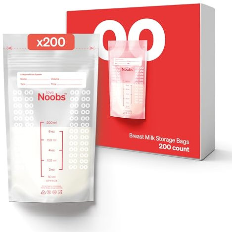 Muttermilchbeutel by Love Noobs, 200 Stück–200ml, Milchbeutel für Muttermilch, Einfach zu Verwenden Muttermilchbeutel zum Einfrieren, Muttermilch Aufbewahrung, Breast Milk Storage Bags