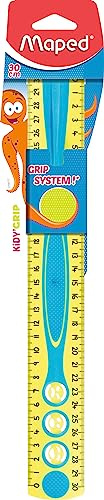Maped - Triplo decimetro My First Righle Kidy'Grip - righello da 30 cm - Righello di tracciamento - Sistema Grip antiscivolo, doppia gradazione Ultra-leggibile - Blu/Verde