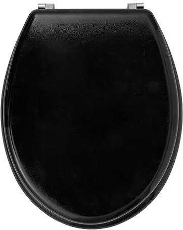 Beldray LA032355BLKFEU7 Wooden Toilet Seat – Oval Toilet Over With Lid, Fits Most Sized Toilets, Durable Stainless Steel Hinges, Quick & Easy To Fit, Easy To Clean, Stylish Black Design, 360 x 428 mm