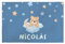 Abwaschbare Tischsets. Individuelles Tischtuch für Kinder. Personalisiertes Tischtuch. Tischdecke aus Stoff. Rechteckig 30x45 cm. Verschiedene Designs. Teddybär Wolken