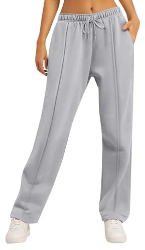 Jogginghose Damen, Sporthose Damen Adidas Hosen Stretch Baggy Jogginghose Casual Trousers Mom Jeans Wanderhose Stoffhose Elegant Joggpants Sport Orangene Jogginghose(Hell Grau,XL)