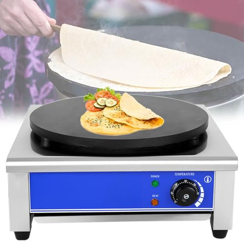 Beachtiful Crepiera Elettrica Commerciale, Macchina per Fare Pancake Antiaderenti in Acciaio Inossidabile da 40 cm con Controllo della Temperatura, Piastra Portatile e Macchina per Crepe,110V1700W