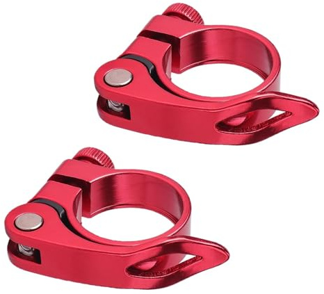 SHUOHONG 2 Pièces Collier de Selle de Vélo 31,8 Mm, Antivol Selle Velo, Pince Selle Velo en Alliage D'Aluminium à Dégagement Rapide pour Vélo, Accessoires de Vélo pour Vtt, Vélo de Route (Rouge)