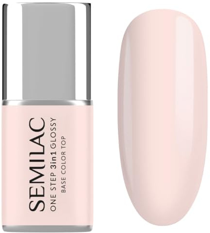 S254 Semilac UV nagellack 3-i-1 ett steg glansig ros beige 7 ml – rosa beige UV gel nagellack 3-i-1 | För näring händer | salongskvalitet för hem