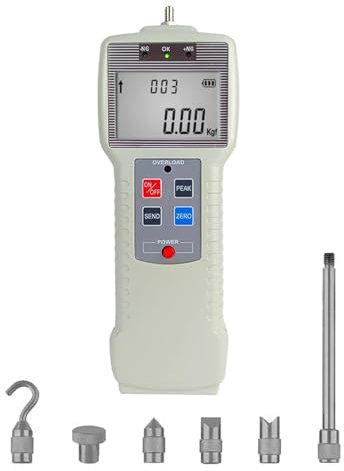 High Precision Push and Pull Force Gauge, Digital Force Gauge, Digital Force Gauge with Units (N, Kg, Lb), Real-Time/Peak/Auto Peak Modes, LCD Display, for Tension and Compression Testing