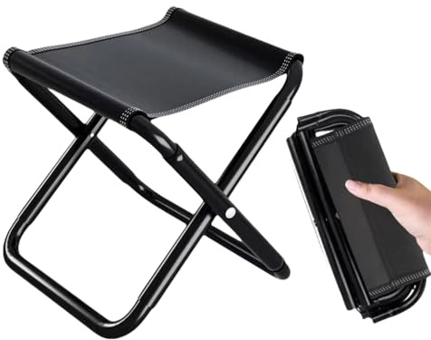 Taburete de camping Taburete plegable portátil 200 kg (440 lb), taburete plegable de 30 cm Taburete de camping con bolsa de almacenamiento para pesca, viajes, senderismo, barbacoas, jardín, playa (neg
