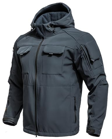 Generisch Veste cargo pour homme - Veste de randonnée - Veste d'extérieur - Veste tactique - Veste de chasse - Veste de pêche - Parka d'hiver - Grandes tailles - Veste softshell fonctionnelle