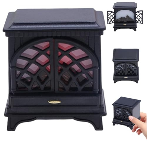 Cheminée pour maison de poupée 2 x 2 x pouces, cheminée miniature à l'échelle 1/12 avec lumière LED, miniatures réalistes pour maison de poupée, meubles alimentés par batterie pour la décoration