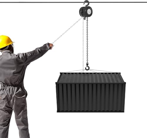 Paranco a catena, 1000 kg, con catena in acciaio da 3 m, gancio girevole a 360°, freno a carico meccanico e blocco di ritorno, sollevatore manuale compatto per officina, cantiere e industria