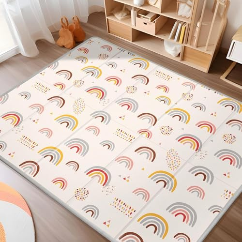 JOYNOOK Tapis Chambre Bebe Enfant BéBé Pliable - Motricité de Sol Mousse 150 X 180 pour au Materiaux de Securite Motif Reversible Interieur Exterieur Etanche Epais pour Tout-Petits Très Grand
