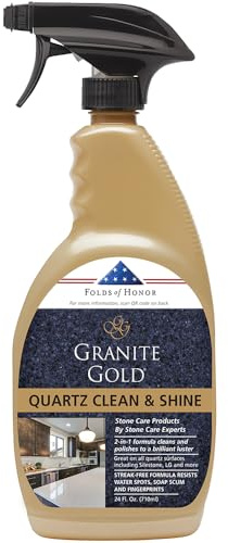 Granite Gold Quartz Clean & Shine Streak-Free Cleaner Deeps Cleans and Polishes All Quartz Surfaces Including Silestone, LG, and More, 24 Fl Oz (Pack of 1)