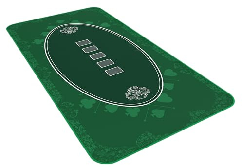 Bullets Playing Cards | Tapis de Poker Vert Casino Design 140x75cm | Surface Lisse Antidérapante, Qualité Casino, Lavable & Hydrofuge
