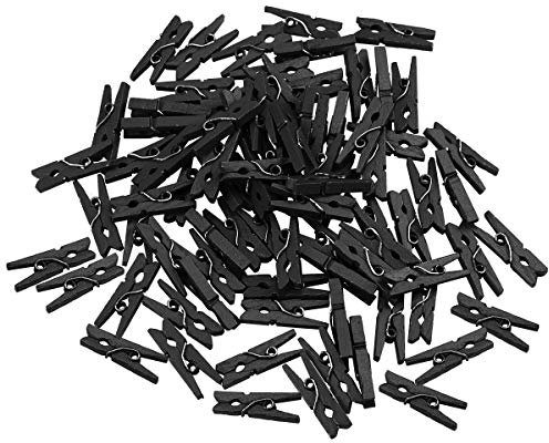 IMIKEYA 100 Stück Mini Wäscheklammern Schwarz, Holz Kleine Holzklammern 2,5cm Mini Holzklammern Wäscheklammern Holzklammer Holz Fotoklammern für DIY Basteln, Aufhängen von Fotos