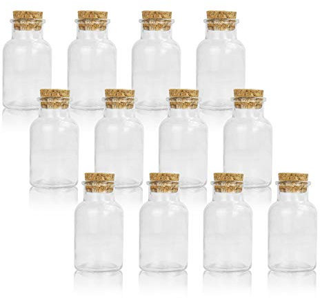 12×150 ml Borosilicate Glass Spice Jars with Cork Stoppers, Labels Included – Airtight Herb & Kitchen Organisers, Wedding Favours, Dishwasher Safe | M&W