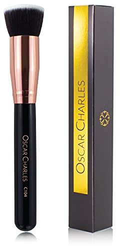Oscar Charles 104 Luxe Professional Flat Top Foundation Buff Makeup Brush for Liquid Foundation Make up - Rose Gold