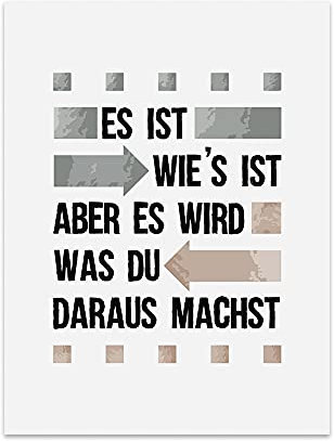 TypeStoff Kunstdruck, Poster mit Spruch – Wandel – Typografie-Bild auf hochwertigem Karton - Plakat, Druck, Print, Wandbild zum Thema Schicksal, Veränderung und Ziel - KD-00687-M