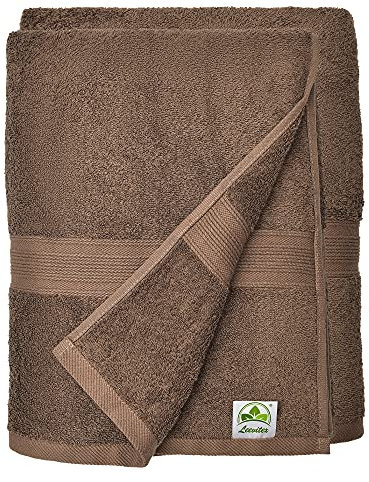 leevitex® Handtuch-Set, flauschig und saugstark, 2 Duschtücher, 70 x 140 cm, Qualität 500 g/m², 100% Baumwolle - Schokobraun