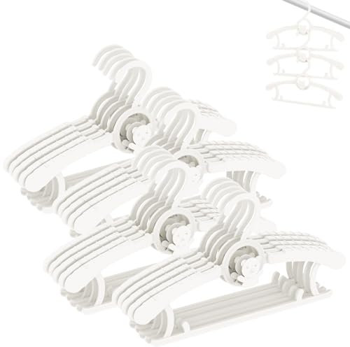 HGYZE Grucce Appendiabiti per Bambini, Stampelle per l’armadio di Neonato e di Ragazzi, 20 Appendini Impilabili Regolabili e Antiscivolo, per Vestiti, Salvaspazio Grucce, Bianco