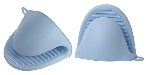 sourcing map 2 mini guanti da forno ispessiti, guanti da forno in silicone resistente al calore, per cucina, cottura, barbecue, guanti resistenti al calore, blu chiaro