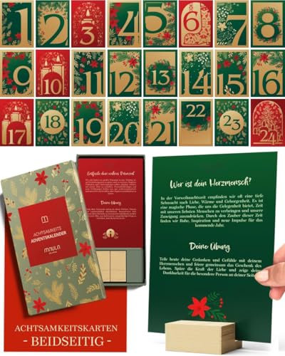 Adventskalender 2024 Frauen - 24 Achtsamkeitsübungen - Adventskalender Frauen Achtsamkeit & Motivation - Adventskalender Sprüche - Adventkalender Tischkalender - Adventskalender Achtsamkeit