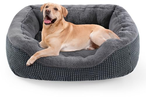 INVENHO Large Dog Beds for Large Dogs Washable, Rectangle Dog Beds Large Sized Dog, Orthopedic Dog Bed, Warming Soft Sleeping Puppy Bed Durable Pet Bed with Anti-Slip Bottom L(35x25x10)