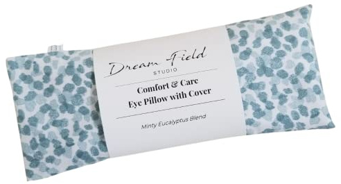 Dream Field Studio Mint Eye Pillow with Cover, Flaxseed Fill, Eucalyptus Peppermint Blend, Aromatherapy Eye Mask, Sea Glass