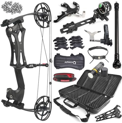 AMEYXGS Compound Bogen Dual-Use für Pfeile und Stahlkugel Jagdbogen Katapult Bögen 40-70lbs Einstellbare Kurz Achse Compoundbogen für Links/Rechts Hand (Bogen Set)