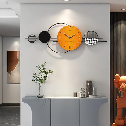 GERHWASH Moderne Wanduhr XXL 80×29cm - Metall-Eisen Design Rustikale Industrielle Hochwertige Dekoration Pendeluhr Wanduhr Ideal für Wohnzimmer Küche Flur