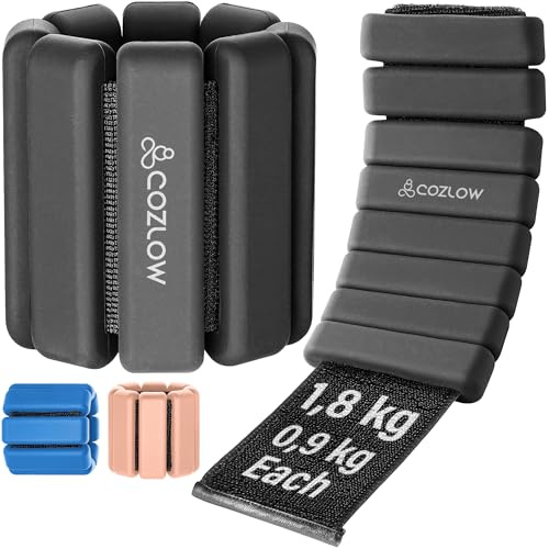 Cozlow - Poids de cheville + de poignet - pour hommes + femmes - 1 paire, différentes couleurs - Sangles d'entraînement réglables en silicone pour yoga, danse, course à pied + gym