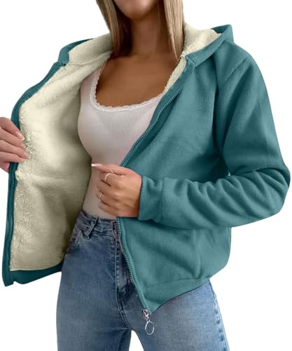 amropi Femmes Veste à Capuche Chaud Doublure Polaire Sweat-Shirt Hiver Zippée Manteaux