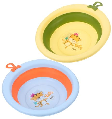 Gatuida Lavabo Plegable Para Bebés Dibujos Animados, Tamaño Pequeño, Material Duradero, Color Verde y Azul, Adecuado Para Recién Nacidos y Niños, Uso Doméstico, Set De 2 Unidades