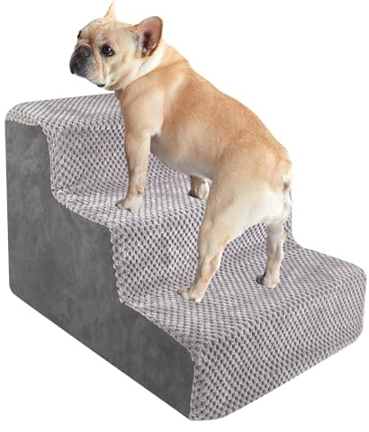 Legpador Escalier pour Chien, Rampe pour Chiens, Escaliers pour Chiens à 3 Marches en Éponge Haute Densité, Échelle pour Chiot, Marche pour Animaux de Petite, pour Monter Canapé et Lit, Gris
