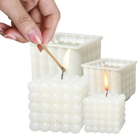 Moldes De Velas De Silicona - Reutilizable Antiadherente Flexible,Moldes De Velas De Silicona Redondos Y Cuadrados - Para Moldeo De Resina Decoración De Artes Y Artesanías Navidad Y