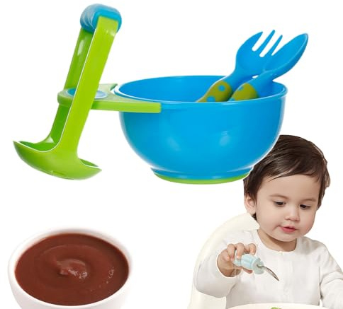 Tiajingzi Alimenti per bambini Set ciotola schiacciapast,con cucchiaio e forchetta addensato manico anti-combustione portatile - Patate, purea di verdure produttore,Per verdure pollo patate zenzero
