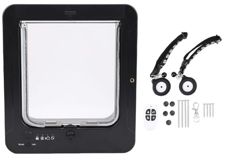 CHEOTIME Intelligente Katzentür, intelligente automatische Sensor-Katzenklappe mit 2 Halsbändern, Sensor innen, 2-Wege-verriegelbare Katzentür mit Fernbedienung, ermöglicht