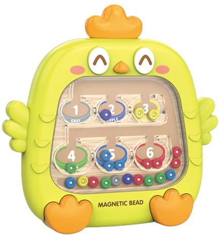 Magnet Maze Board Game - Chicken Theme Counting Toy, Precision Fine Motor Skill Trainer Portable Color Sorting Puzzle | Sealed Travel Activity for Girls, Number Learning Station