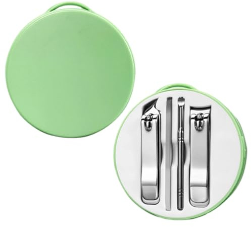 AEUXZA Set Manicure 4 in 1 Verde Giada, Kit Cura Unghie con Tagliaunghie Lima in Nano Vetro e Pulitore Orecchie, Astuccio Portatile per Viaggio e Casa, Regalo Donna e Uomo