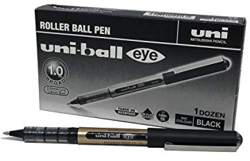 uni-ball UB-150-10 Eye Lot de 12 stylos roller à pointe large de 1 mm pour écriture manuscrite, dessin, art, artisanat et coloriage Encre liquide Uni Super résistante à la décoloration et à l'eau Noir