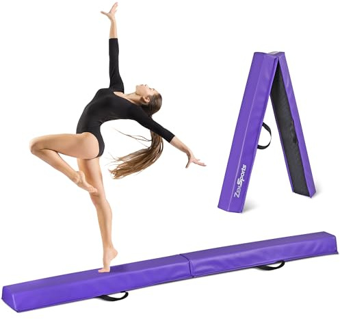 Oteymart 6FT Balance Beam Folding Gymnastics Beam Extra Firm Foam Anti-Slip Bottom Equipment for Floor Home Training, Kids, Adults