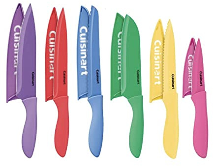 Cuisinart 12-Piece Kitchen Knife Set, Advantage Color Collection with Blade Guards, (Multi Brights)