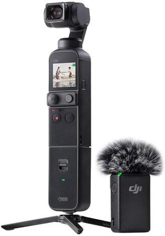 DJI Pocket 2 Creator Combo - 3 Axis Gimbal Stabilizer with 4K Camera, 1/1.7 CMOS, 64MP Photo, Face Tracking, YouTube, Vlog, Portable Video Camera for Android and iPhone, Black
