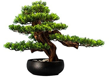 XXXXW Handmade New Chinese Fake Tree Potted Welcome Pine Simulation Tree Outdoor Garden Home Office Decoration Plastic Fake Bonsai Simulation Tree Fake Plant