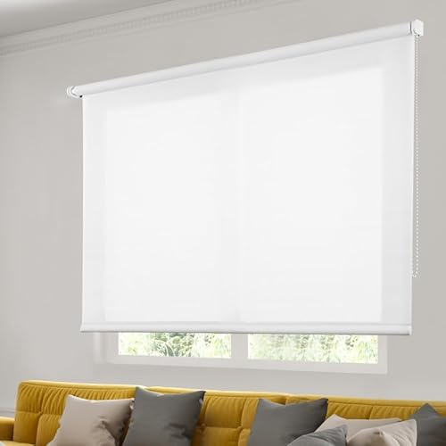 STOR PLANET | Store Enrouleur Tamisant Soft, Store Transparent et Lumineux, Stores Intérieurs Cuisine, Salon, Chambre, Stores enrouleurs avec mesures de Fenetre et Porte| Blanc,45x180cm