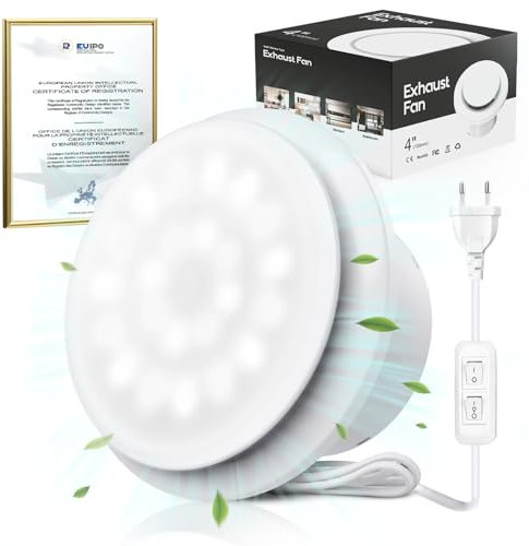 SLUELI Badlüfter 100mm Licht, Verbesserte leistungsstarke Abluftventilator Schalter, geringes Rauschen einfache Installation an Fenstern Decken und Wänden Badezimmer Küchen Garagen WC Lüfter