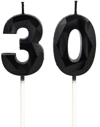 Velas 30 cumpleaños, velas con número negro, decoraciones para tartas de cumpleaños, bodas, aniversarios de empresa