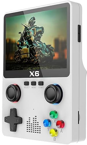 X6 Handheld Retro Games Console 10,000 Games 3.5 screen Dual 3D Joystick, Supports two-Player Games 11 Emulators SNES MAME GBA GG Arcade Games (White)