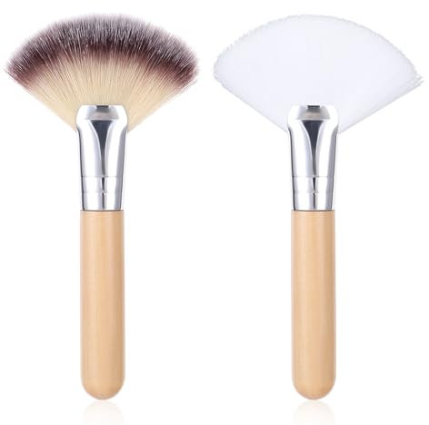Tyqour 2Pcs Fan Brushes Facial Brushes Soft Makeup Mask Applicator Acid Applicator Esthetician Multi Use Cosmetic Tools for Women Girls Loose Powder Highlighting Blush